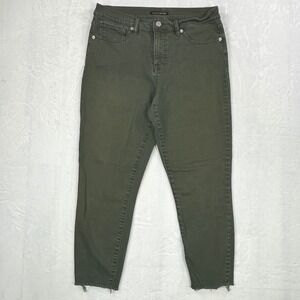 Lucky Brand Womens Ava Crop Jeans 12/31 Olive Green Mid Rise Raw Hem 7W14823